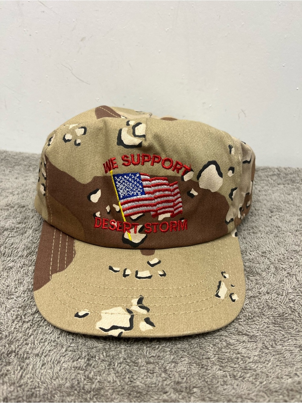 Vintage Camo Desert Storm StrapBack Hat Adjustable Retro 1990s OSFA Made in USA